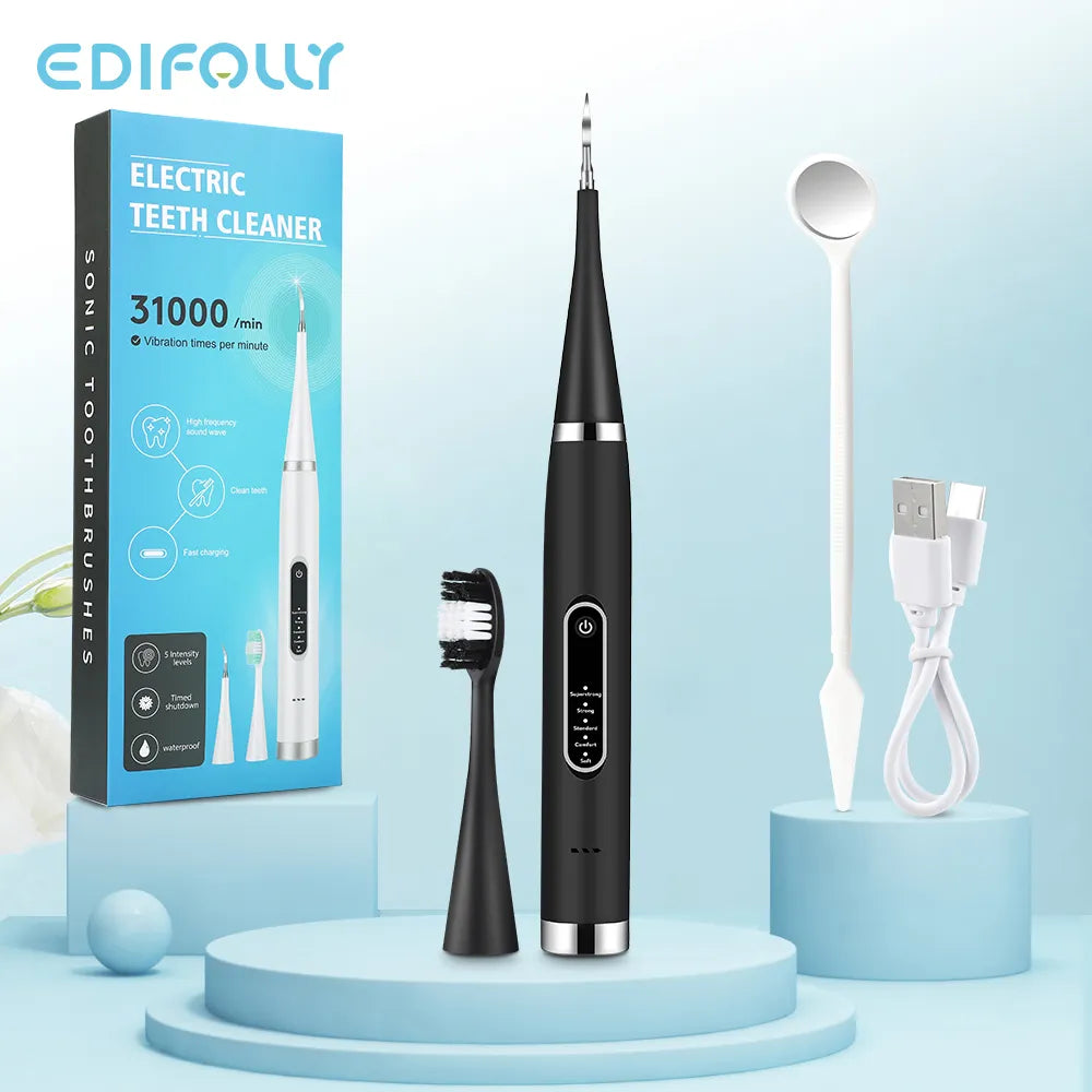 Portable Electric Sonic Dental Scaler Tooth Cleaner Calculus Stains Tartar Remover Dentist Teeth Whitening Oral Care Kit Tools