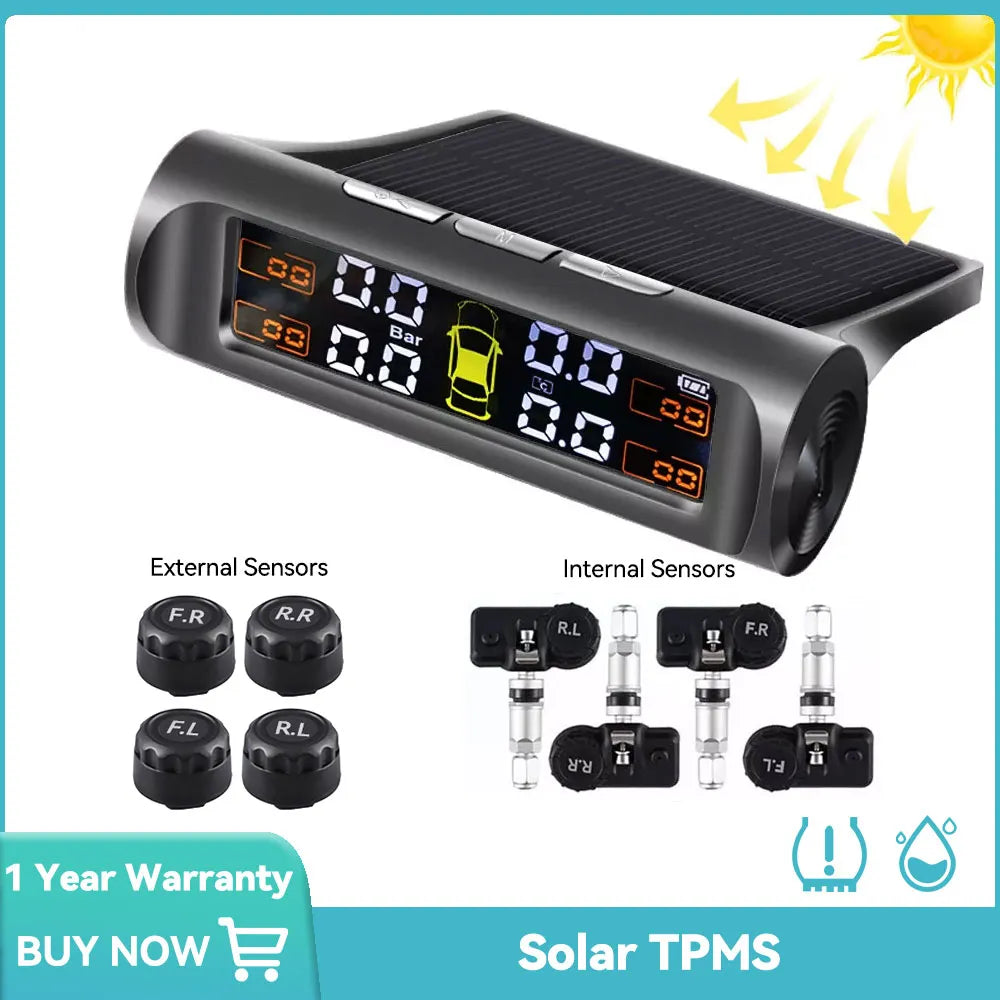 Solar Car Tire Pressure Monitoring System with 4 Wheel Internal External Sensors