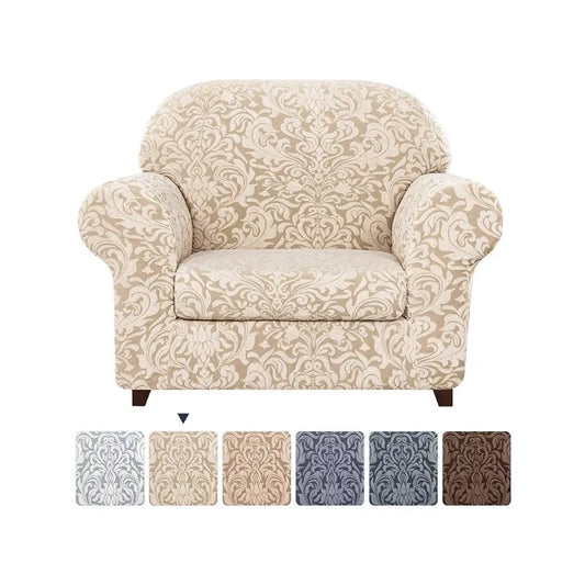 Sofa Slipcover 2-Piece Jacquard Damask Couch Cover with Seat Cushion Stretch Furniture Protector