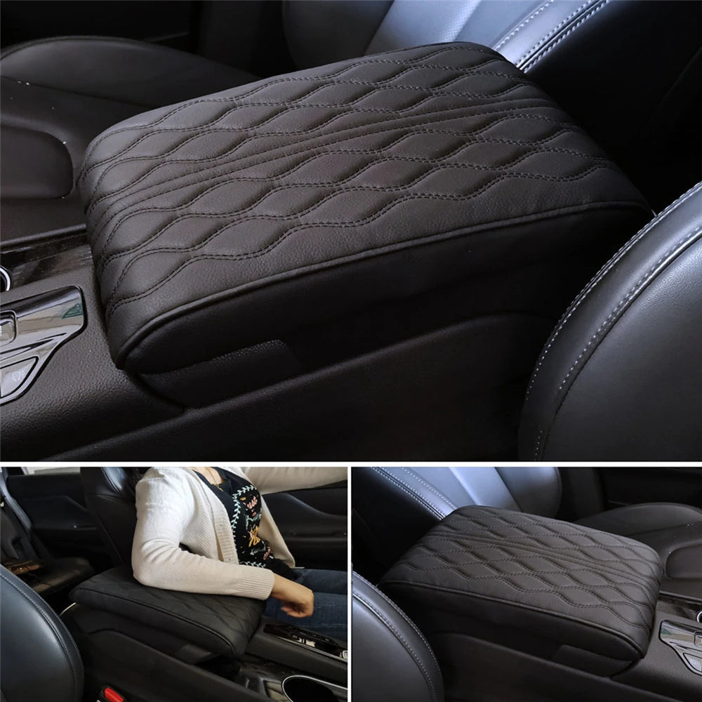 Wave Embroider PU Leather Car Armrest Cover Pad