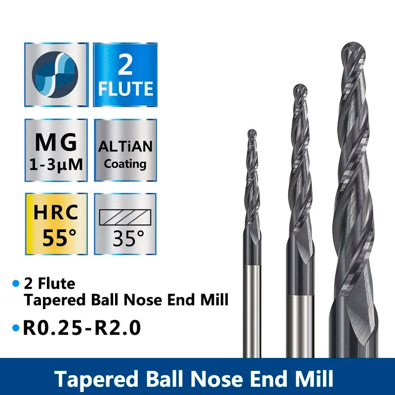 Solid Carbide Ball Nose Tapered End Mills