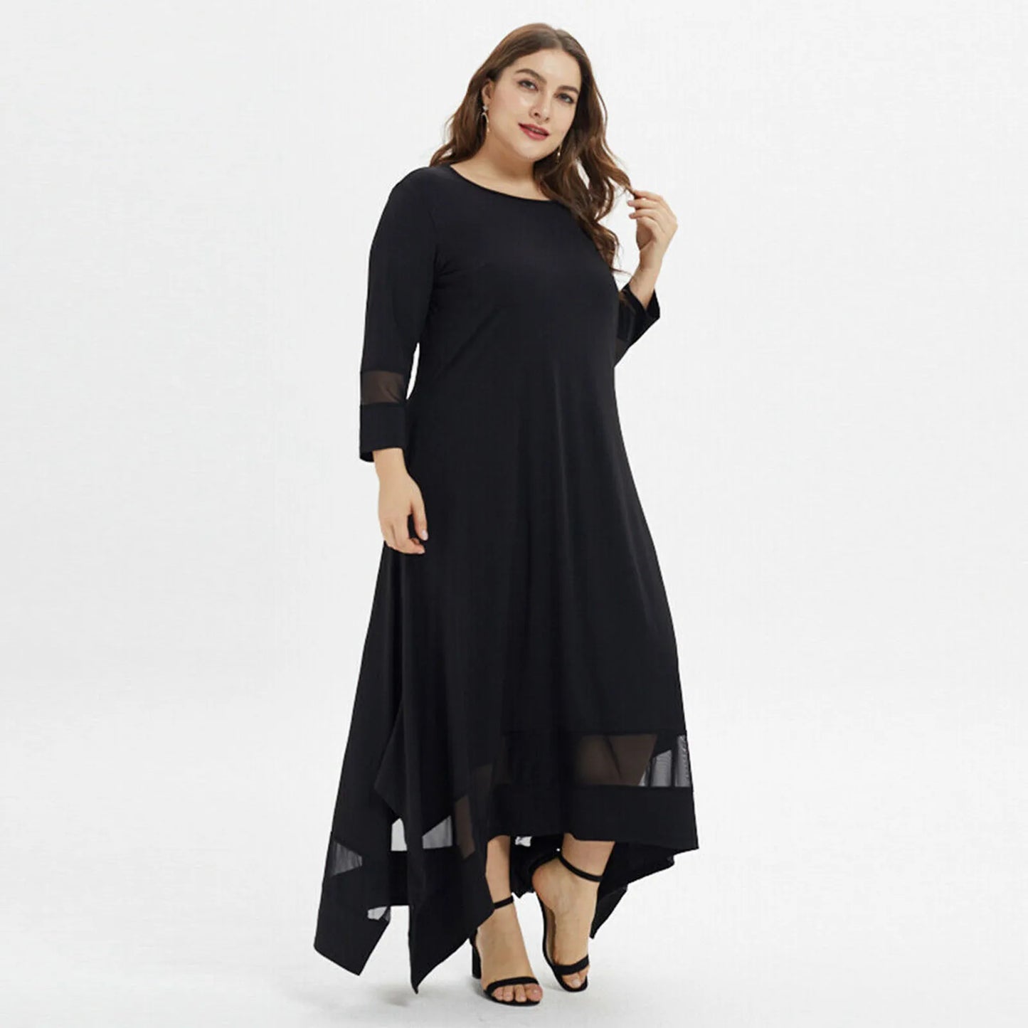 Plus Size Maxi Dress with O Neckline