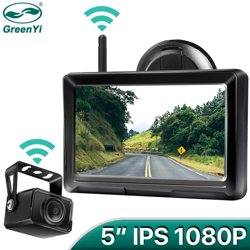 1080P Wireless IPS 5 Inch Rear View Car Monitor with Stable Digital Signal