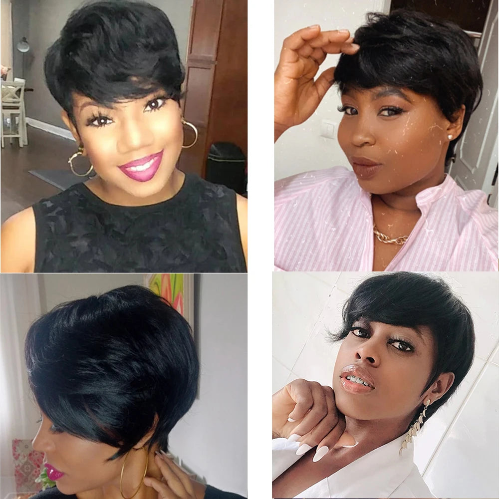 Machine Made Short Human Hair Wigs