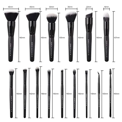 15 Pcs Luxury Black Makeup Brushes Set