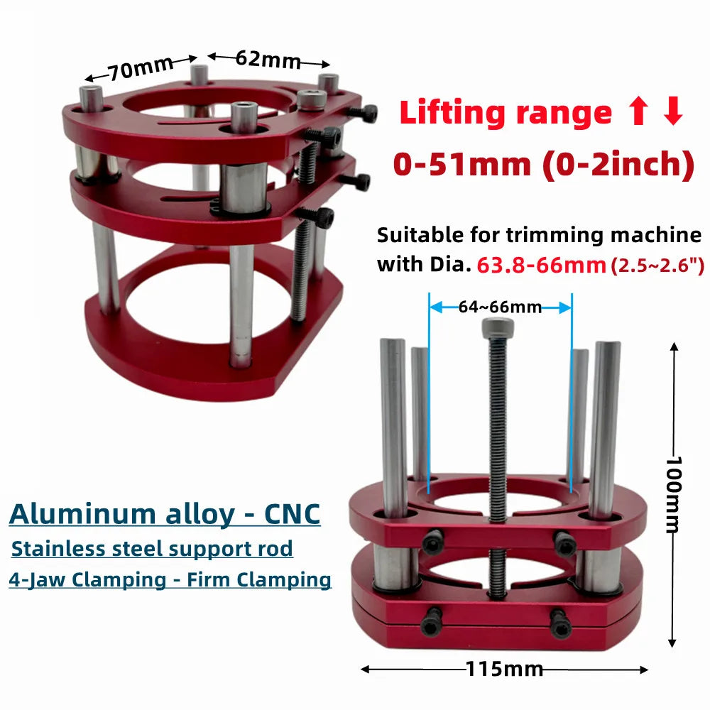 Aluminum Router Table/Insert Plate Router Lift Kit for 65mm Diameter Motors