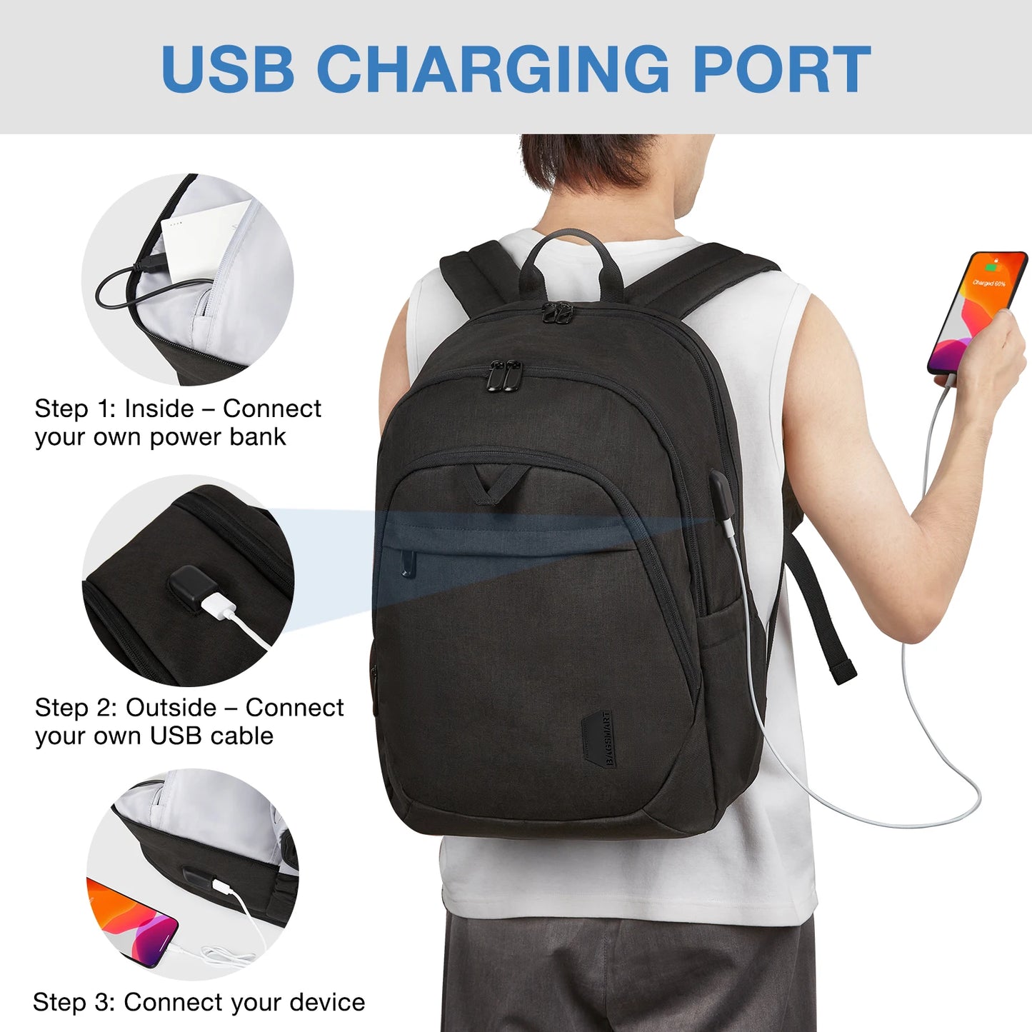 Multiple Pockets Anti-theft Laptop Backpack  with USB Charging Port