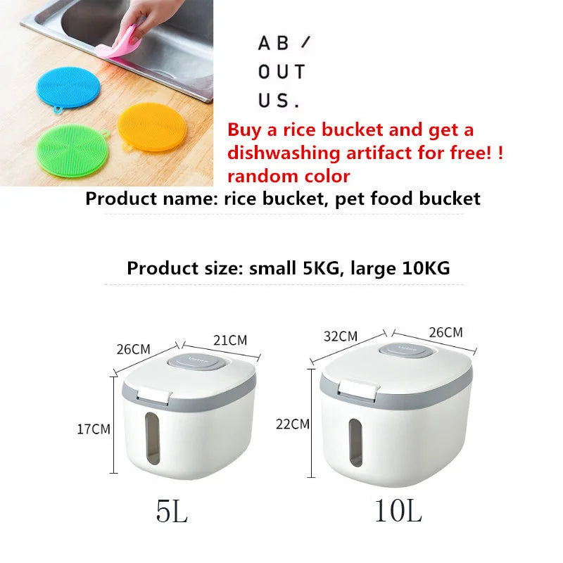 5-10KG Kitchen Container Bucket Nano Insect-Proof and Moisture-Proof Storage