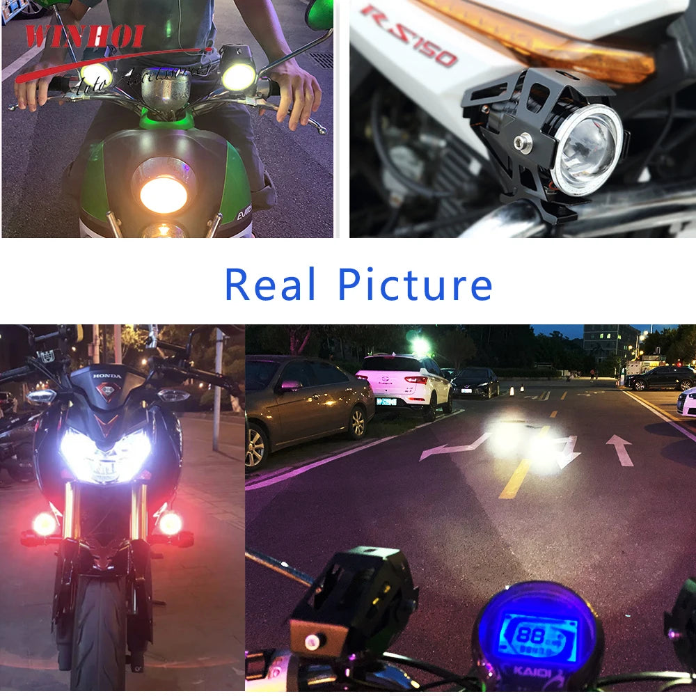 125W LED Motorcycle Headlight with Angle Eyes