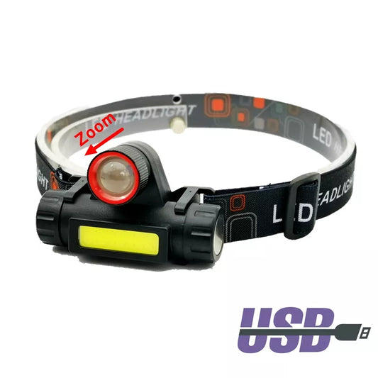 USB rechargeable LED headlamp waterproof with lithium battery