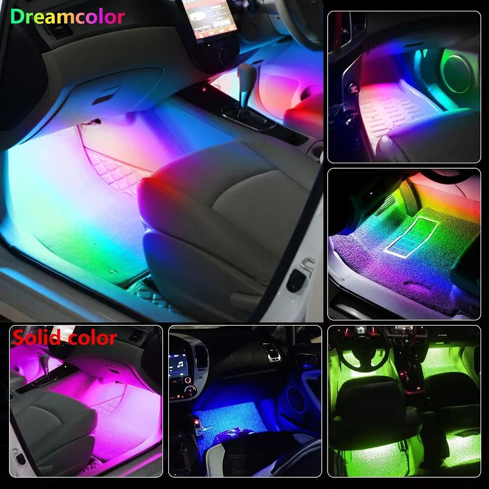 Neon LED Car Interior Ambient Foot Strip Light Kit