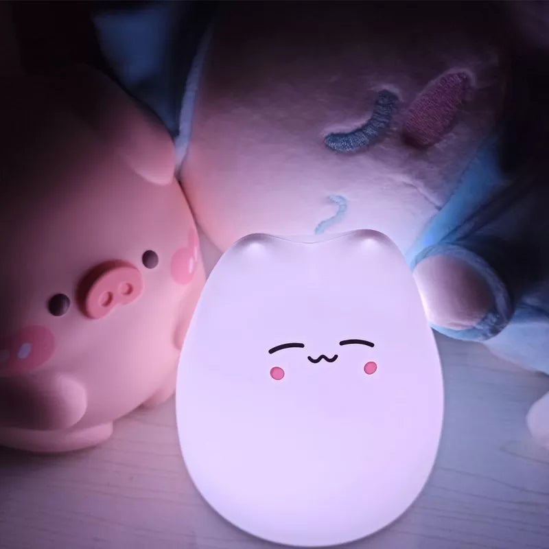 7-color Pat Touch Mini Kawaii Cat Night Lamp  with Color-changing effect