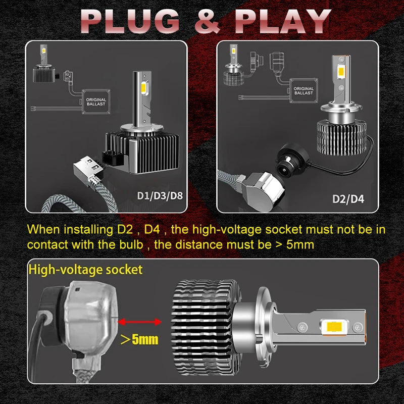 LED Headlights White 8000K 70W 90W Plug & Play