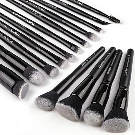 15 Pcs Luxury Black Makeup Brushes Set