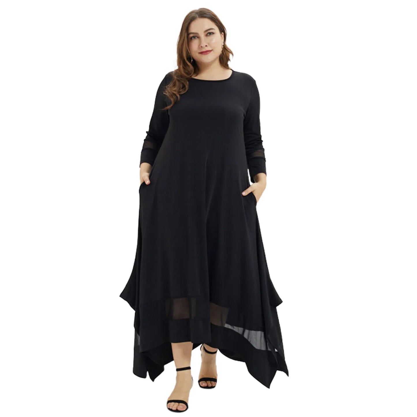 Plus Size Maxi Dress with O Neckline