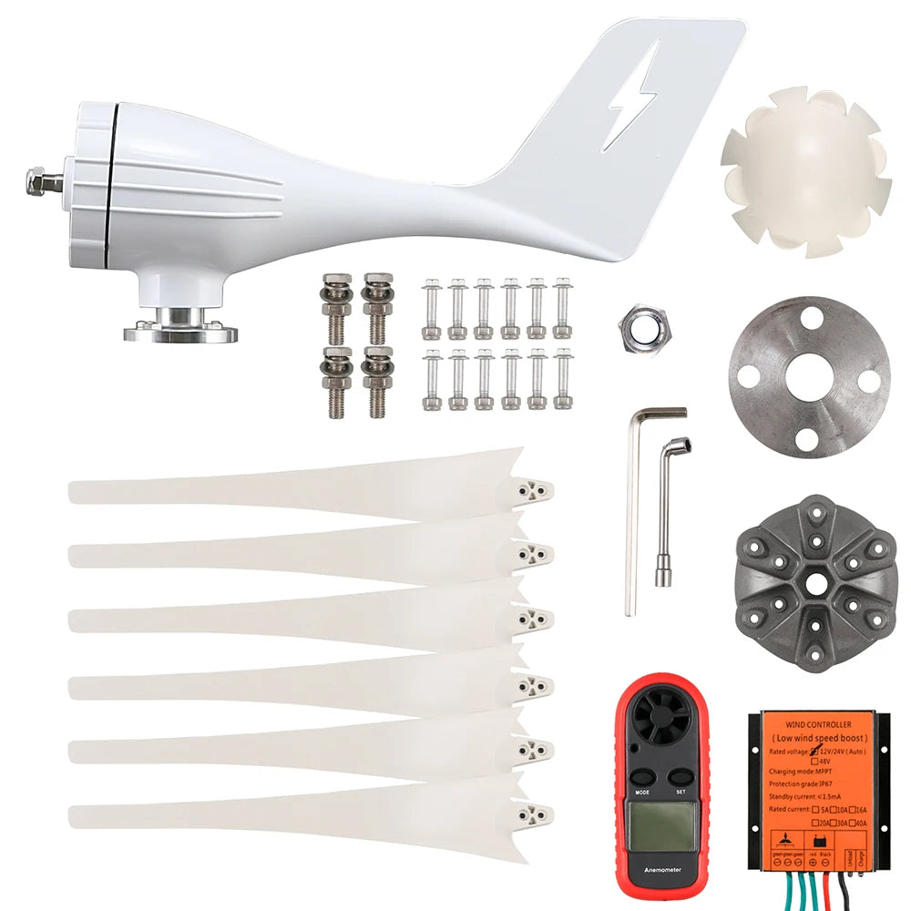3000w 48v 24v 12v Small Wind Turbine with 6 Blades and MPPT/Charge Controller