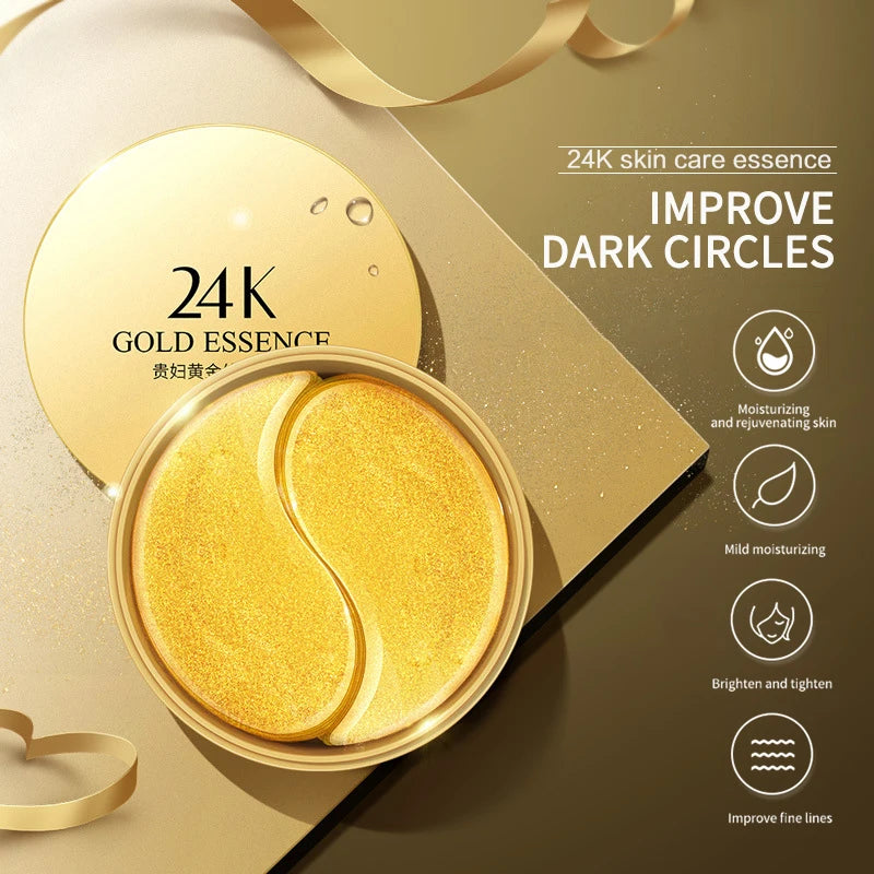 60pcs 24K Gold Collagen Eye Mask that Removes Dark Circles Moisturizing Skin Care