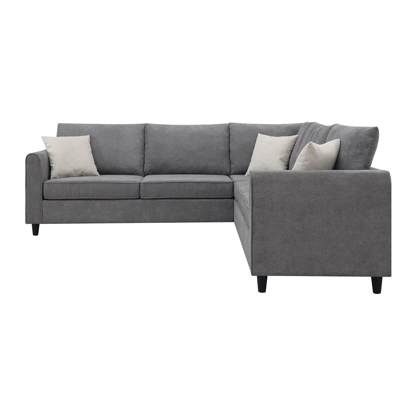 Modern Upholstered Living Room Sectional Sofa, L Shape Sofa Set with 3 Pillows
