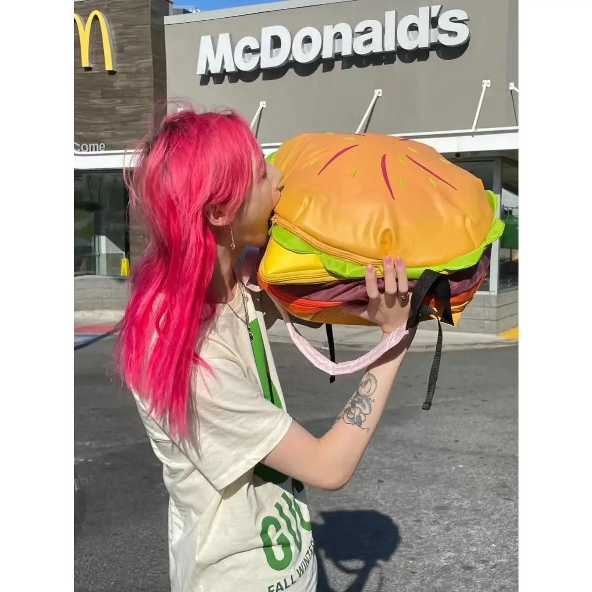 High Capacity Cute Retro Hamburger Kawaii Backpack