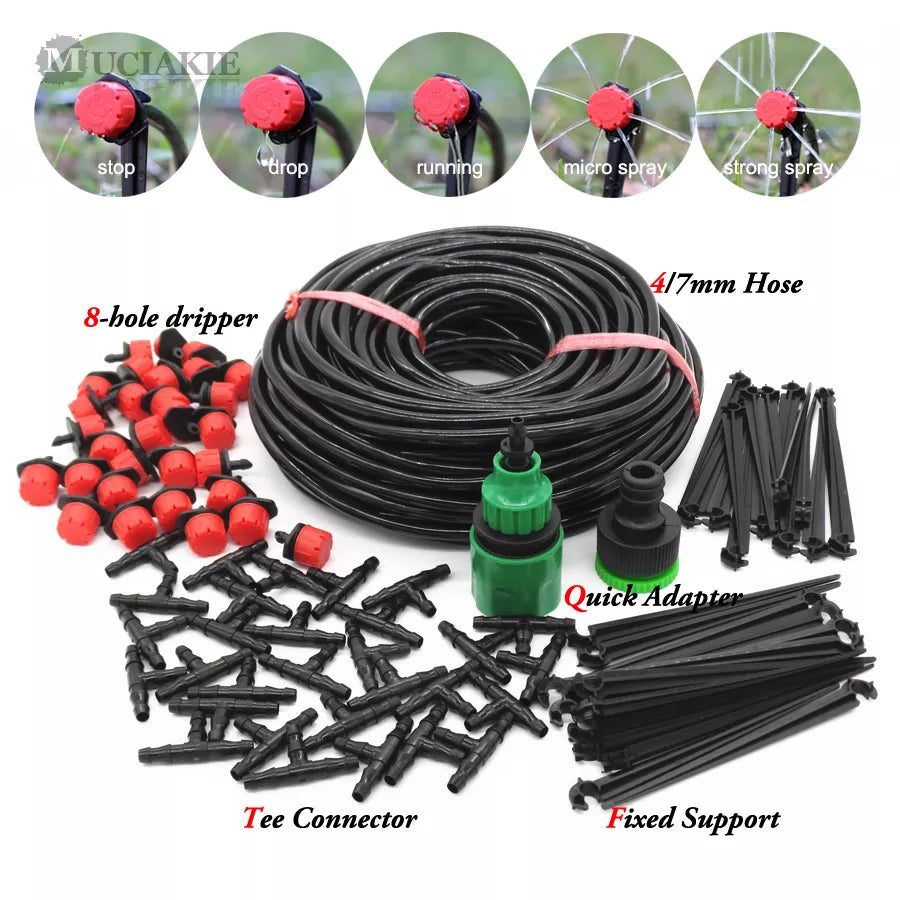 5M-50M Automatic Watering Garden Hose Micro Drip Watering Kits with Adjustable Drippers