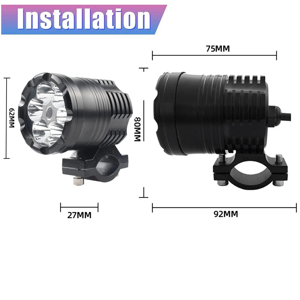 2PCS 60W Additional Led Headlights for Motorcycle