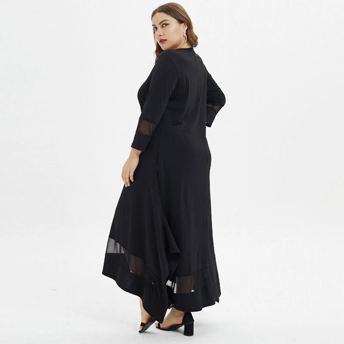 Plus Size Maxi Dress with O Neckline