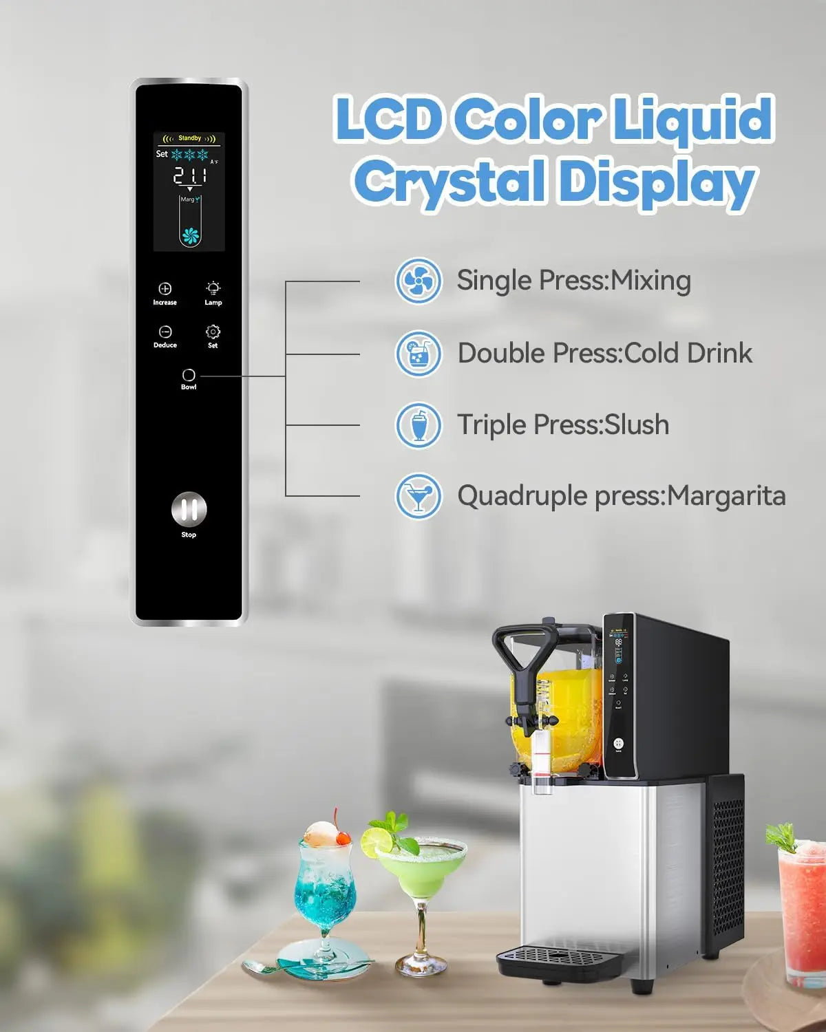 GSEICE Slushy Machine for Home, 3L/0.8 Gallons Slushie Machine for Slushy Daiquiri Lemon Lime Slush, 230W Margarita Machine