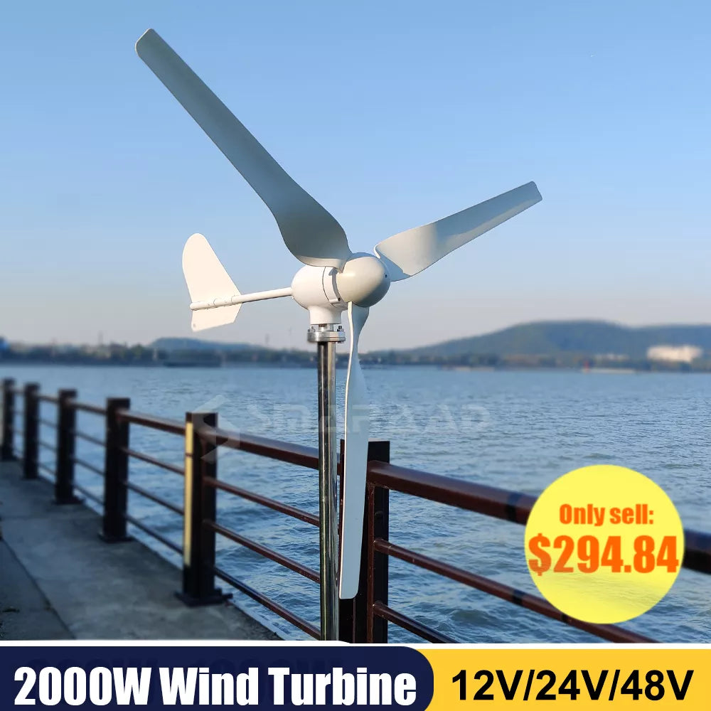 2000W 48V Low Starting Wind Turbine Generator With MPPT Hybrid Controller