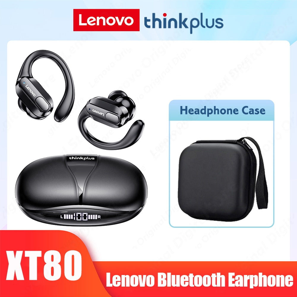 Lenovo XT80 Bluetooth 5.3 Earphones True Wireless Headphones with Mic Button Control Noise Reduction Earhooks Waterproof Headset